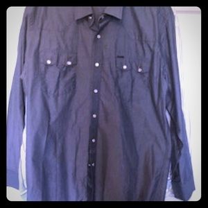 7 diamonds mens shirt denim blue white pearl snaps fits like a large